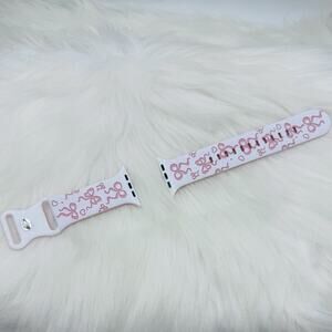 Pink Bow Design Apple Watch Bands in white pink 42mm 44mm 45mm 49mm